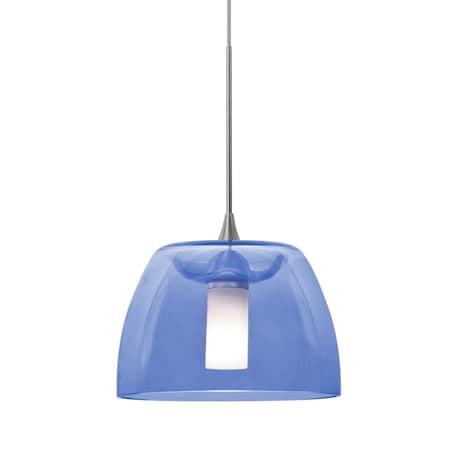 Besa Lighting Spur Cord Pendant, Blue, Satin Nickel, 1x35W Halogen 1XT-SPURBL-SN
